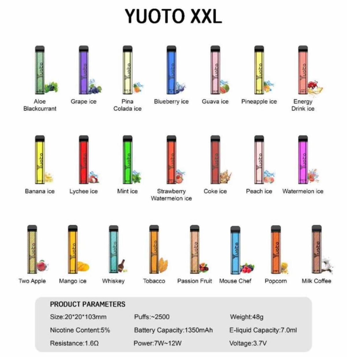 YUOTO XXL DISPOSABLE VAPE 2500 PUFFS DUBAI UAE