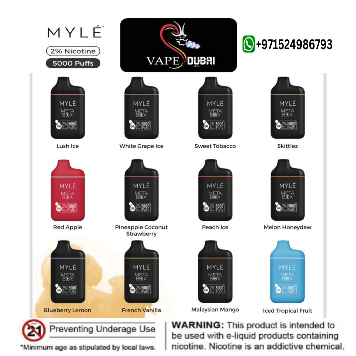 MYLE META BOX 5000 PUFFS RECHARGEABELE DISPOSABLE VAPE