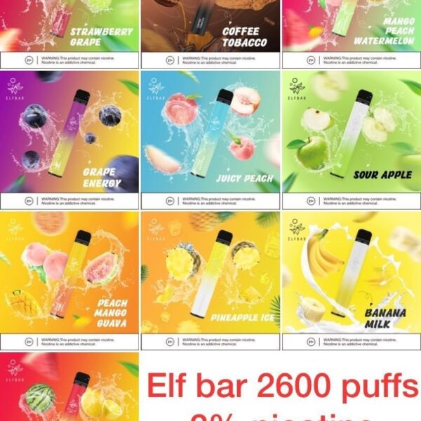 ELF BAR 2600 PUFFS DISPOSABLE VAPE IN UAE