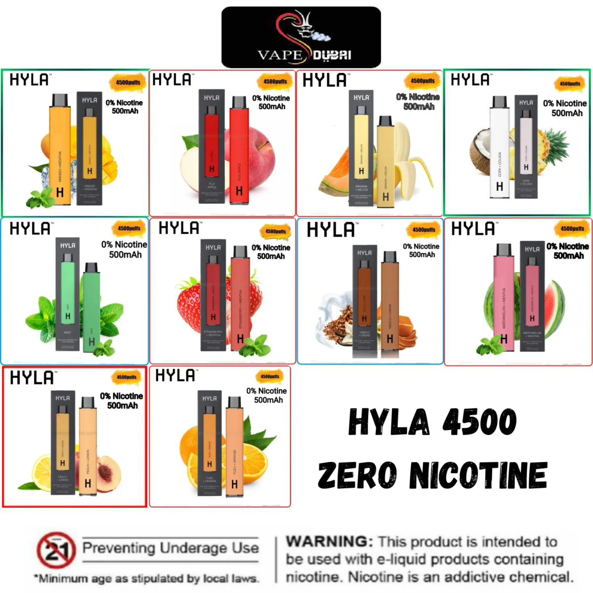 HYLA 4500 Zero Nicotine Disposable Vape