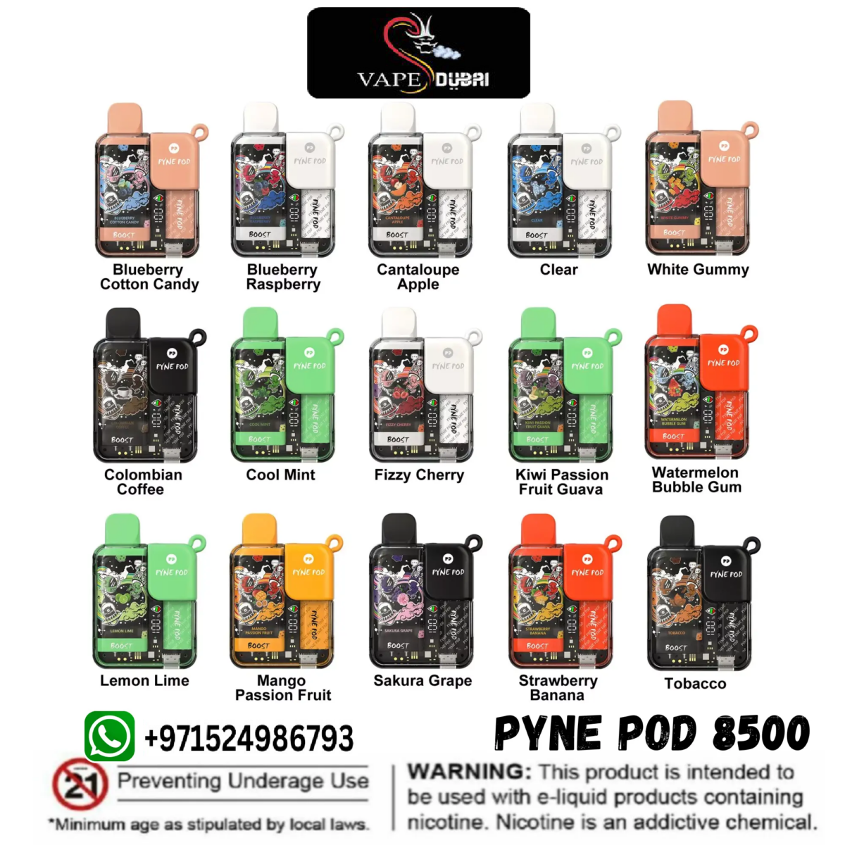 PYNEPOD BOOST 8500 VAPE PUFFS DISPOSABLE