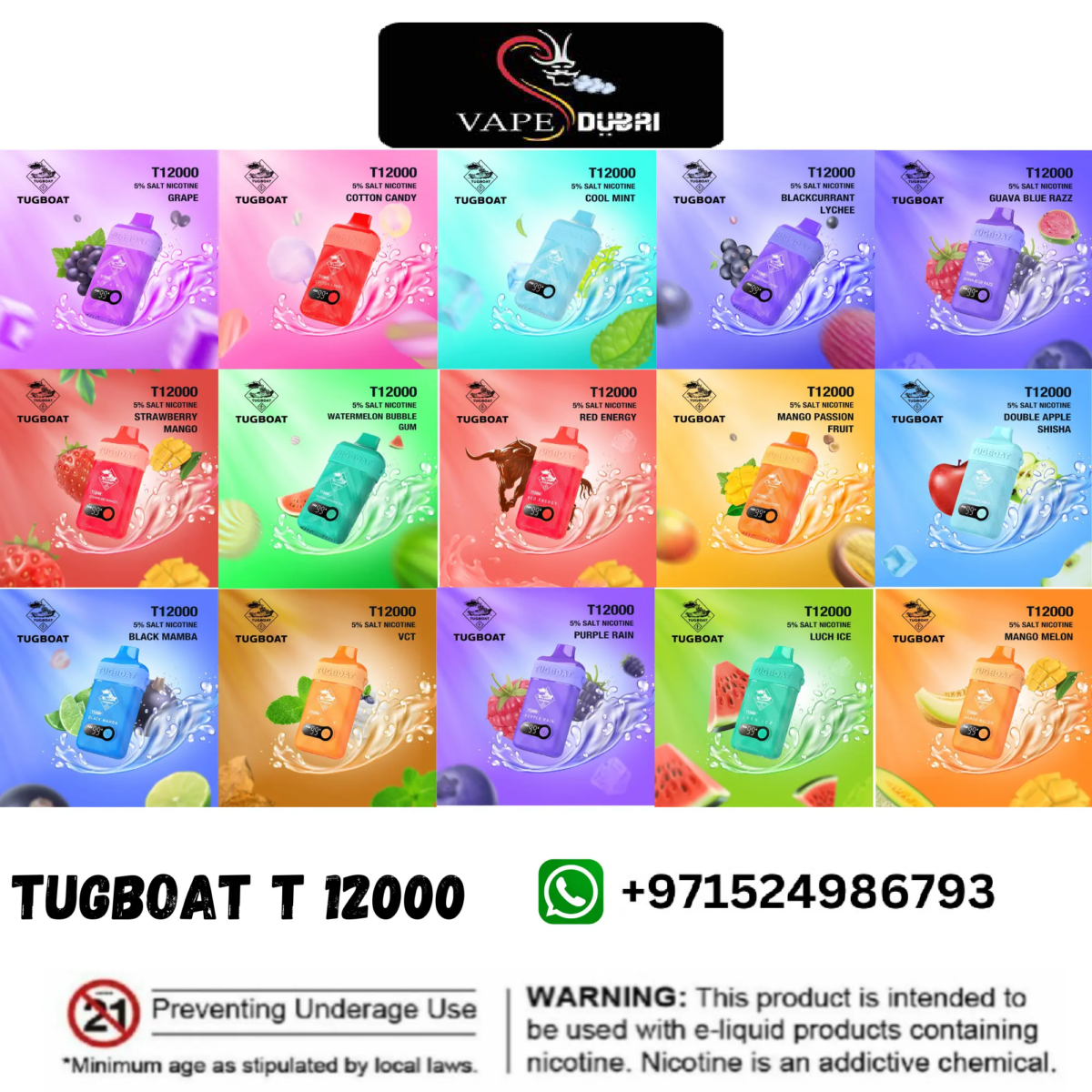 Tugboat T12000 Puffs Disposable (5% Salt Nicotine) Vape