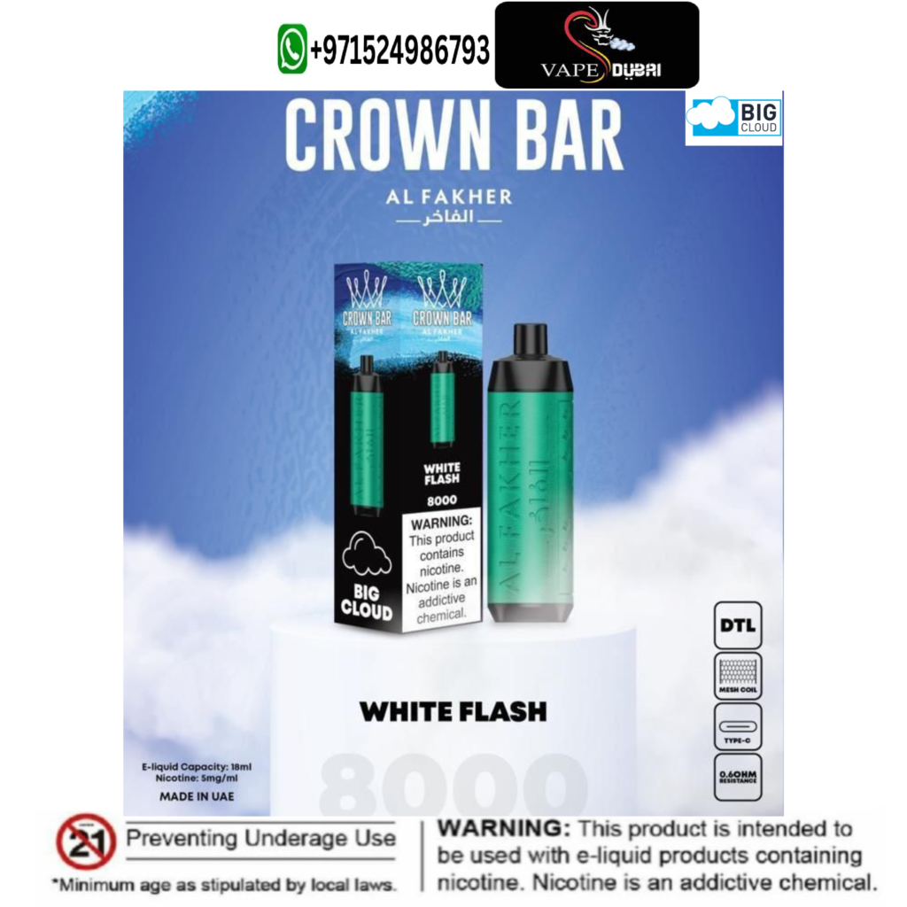 Best Al Fakher White Flash Crown Bar 8000 Puffs