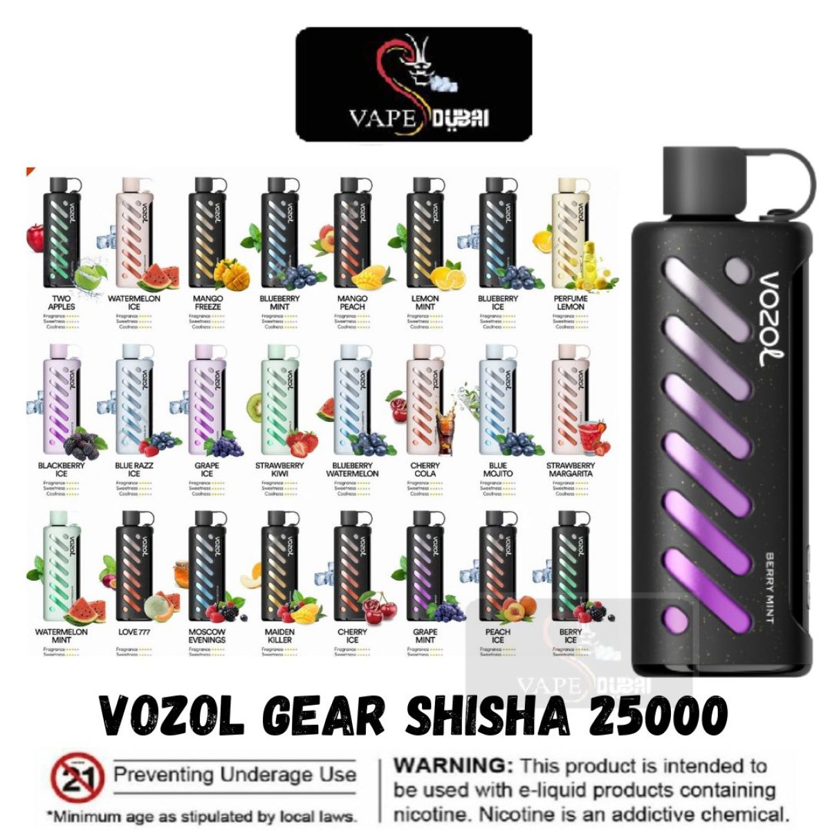 BEST VOZOL Gear Shisha 25000 Puffs Disposable Vape