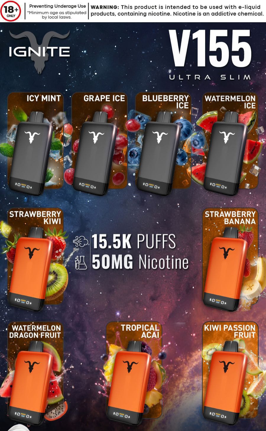 IGNITE V155 15500 Puffs Ultra Slim Disposable Vape